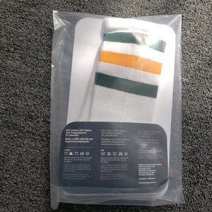 3 Pairs Calf Socks Green/Gold Stripes